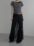 Sheer See-through Layered Long Skirt