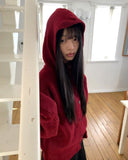 Sihan High Neck Angora Hooded Knit Cardigan