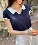 Cooly V Color Matching Collar Knit