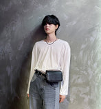 Loose Fit U Neck Long Sleeve Tee