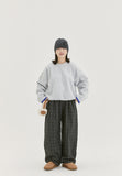 [BAONHAUS] Gengo color matching fleece crop sweatshirt