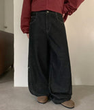 Hukel Curved Raw Denim Balloon Wide Pants
