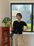 Setdri Linen Short Sleeve Round Cardigan