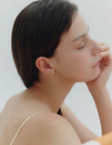 Essence Heart Bezel Tennis One-Touch Earrings