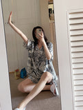 Helpful Summer Toile Short Sleeve Shorts Pajama Set