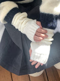 Ribo pleated shirring knit hand warmers