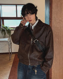 Empty washed leather jacket