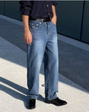 Organic wide denim pants