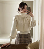 Colb Puff Shirring Button Polar Knit