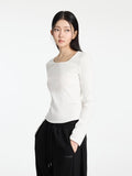 W Basic Round Square Neck Long Sleeve