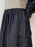 Cocuna Banding Cotton Cargo Midi Skirt