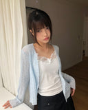 Untell Lace Button Half-Open Sleeveless