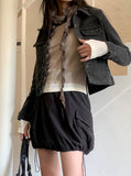 Niven Vintage Black Denim Span Cropped Denim Jacket