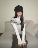 Barun Round Neck Snowflake Layered Short Sleeve Knit