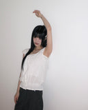 Punning Smoke Banding Pintuck Lace Short Sleeve Blouse