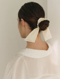 Ribbon Tail Embroidery Hair Scrunchie