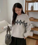 Danters Hairy Argyle Round Knit