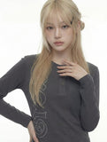 BONE WINGS Henley Neck Long Sleeve T-shirt