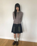 Yuan Cut Washed Denim Midi Skirt