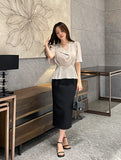 Jed-in Drape Chiffon Peplum Blouse
