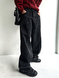 Cut-off wide denim pants