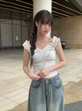Hope Flower Shirring Layered Sleeveless