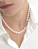 Noailles Silver (C) White Pearl Necklace 8mm