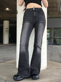 [Pelvic Pad] Pet Washing High Waist Denim Bootcut Pants