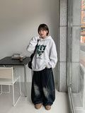 [unisex] Kaif Rivet Cut Washing Wide Denim Pants