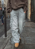 Puffer balloon half-banding denim pants