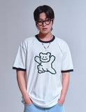 Big Line Bear Smile Ringer Short Sleeve Tee