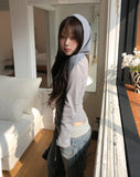 Ine Button Round Slim Hoodie