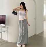 Color Matching Layered Maxi H-line Long Skirt