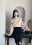 Grash Half Neck Drape Blouse