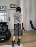 Pio Stud Double Knee Washed Bermuda Pants