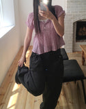 Ridge Check Puff Shirring Blouse