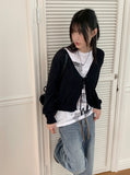 Milan Strap Boucle Crop Long Sleeve Cardigan
