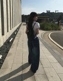 Ops Stripe Washing Denim Wide Pants