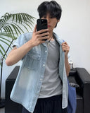 Salt Two-Pocket Washed Denim Short Sleeve Shirt