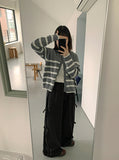 Surring Stripe Hood Knit Cardigan