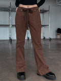 y2k Ribbon Belted Bootcut Cargo Pants