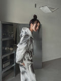 Mety Dirty Damage Semi-Cropped Hooded Zip-Up