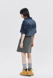 WASHED DENIM HALF SHIRT