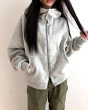 [Brushed Lining] Lao Fleece Two-Way Crop Adjust Hood Zip-Up
