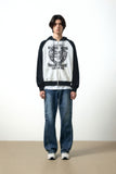 DOODLE HEART RAGLAN SWEAT ZIP UP HOODIE