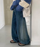 Supima cut washed denim wide pants