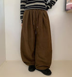[Unisex] Combs Brushed Corduroy Banding Wide Pants