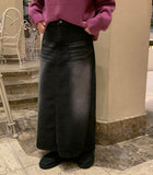 Colan washed denim long skirt