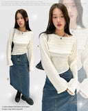 Hearts Unbalance Knit Bolero Set