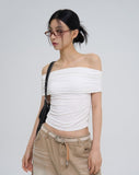 Silky Wrinkle Off-Shoulder Tee